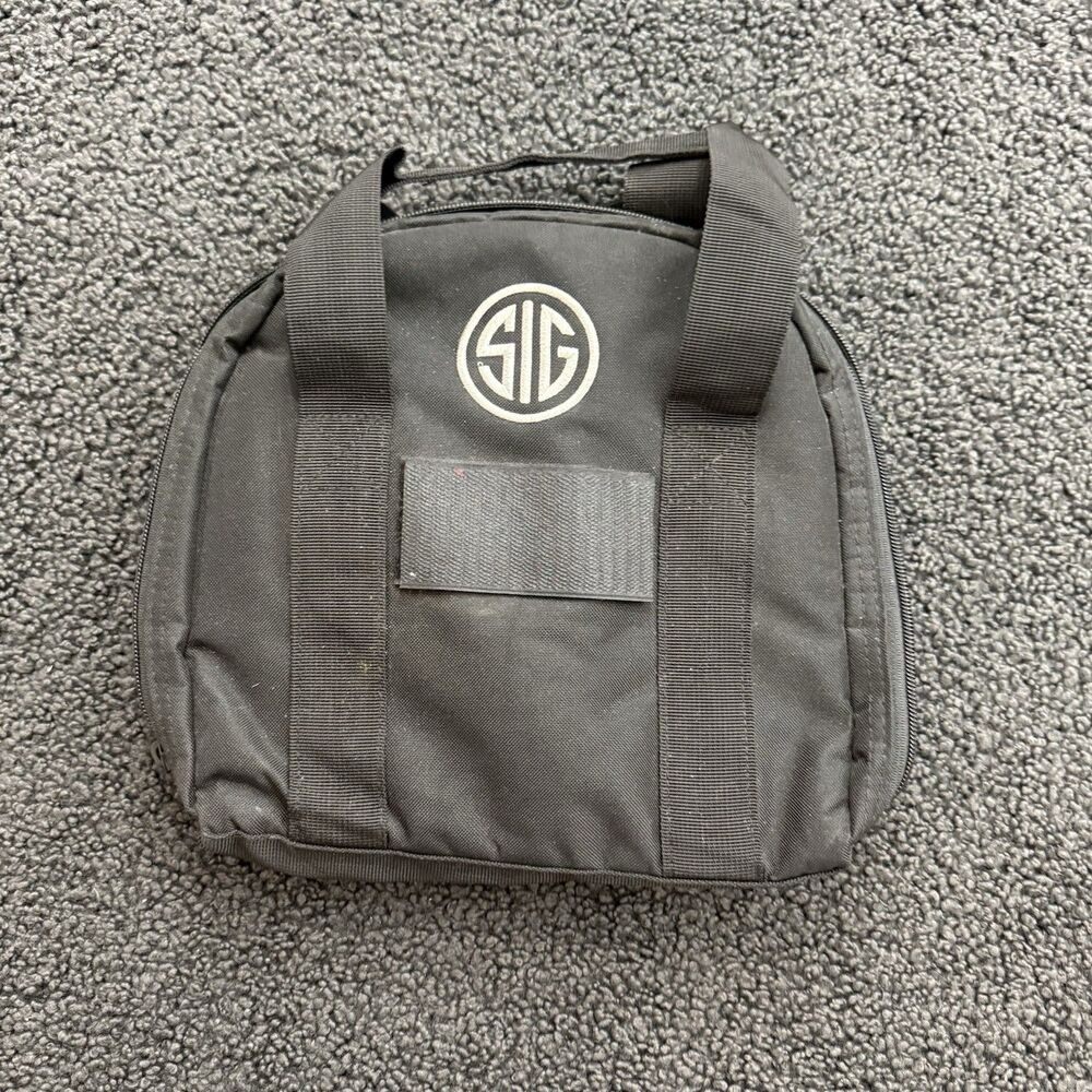 SIG SAUER Single Black Pistol Bag Soft Nylon Case Padded Lining Magazine Storage